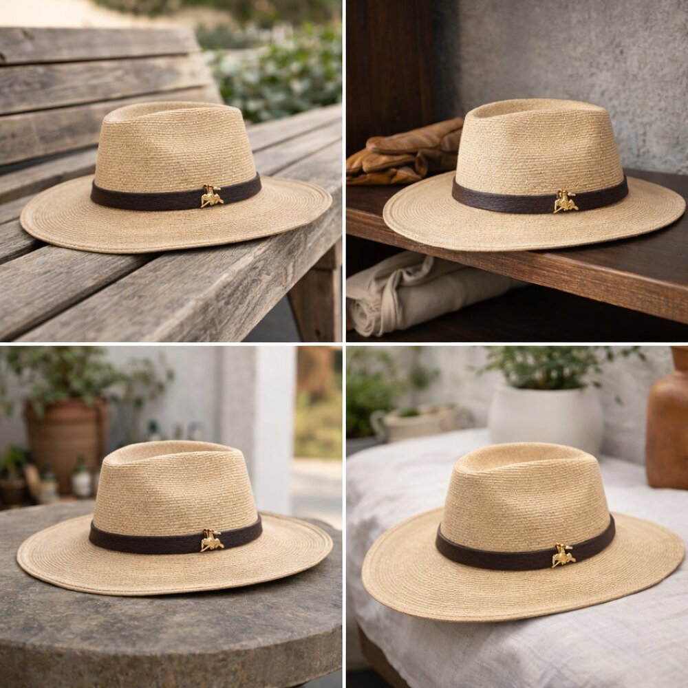 Vintage Alamo Hats Straw Gambler Hat – Made in USA – Size 7 5/8 (61 cm)